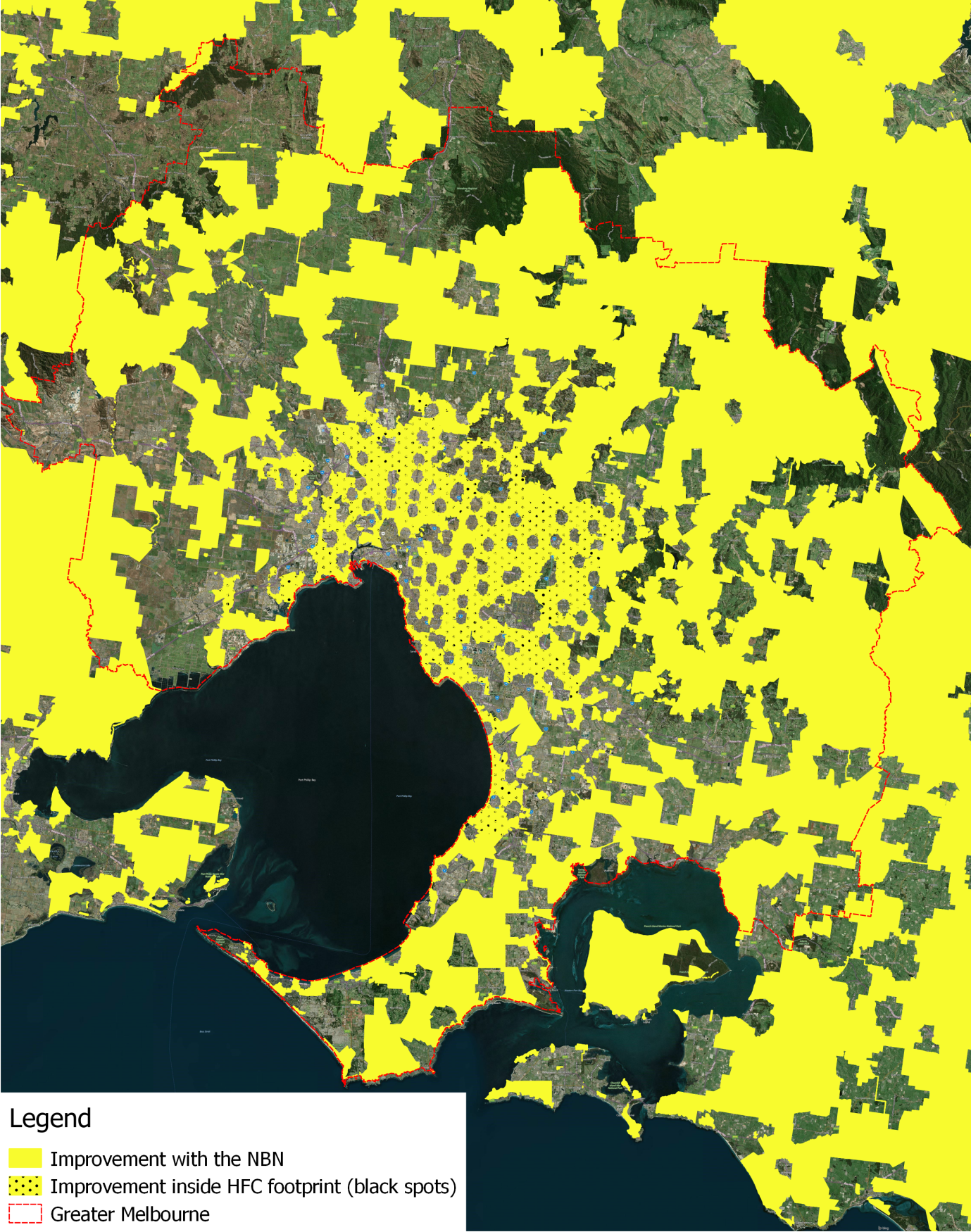  Estimated improvement in availability and access speeds in geographical areas in Greater Melbourne