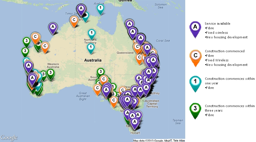 Figure 1 - NBN Three Year Rollout map 2012-15 ? courtesy NBN Co