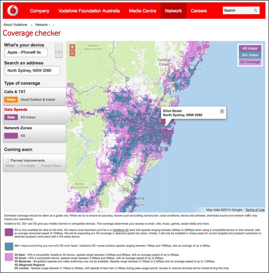 Fig.5 Vodafone mobile voice coverage map (Jan 2014)