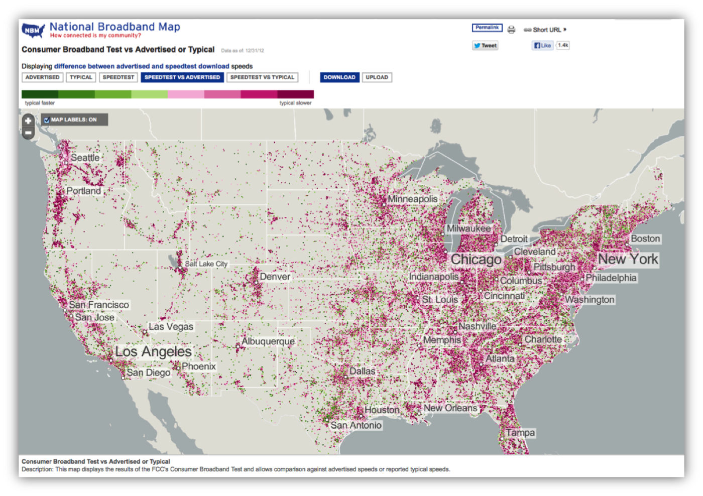 Fog. 9 US National Broadband Map ? Speedtest vs Advertised 
